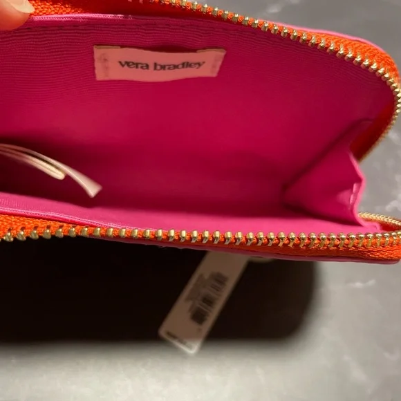 NWT Vera Bradley Orange and Pink Zip Card Pouch in Koi Orange - Picture 5 of 12